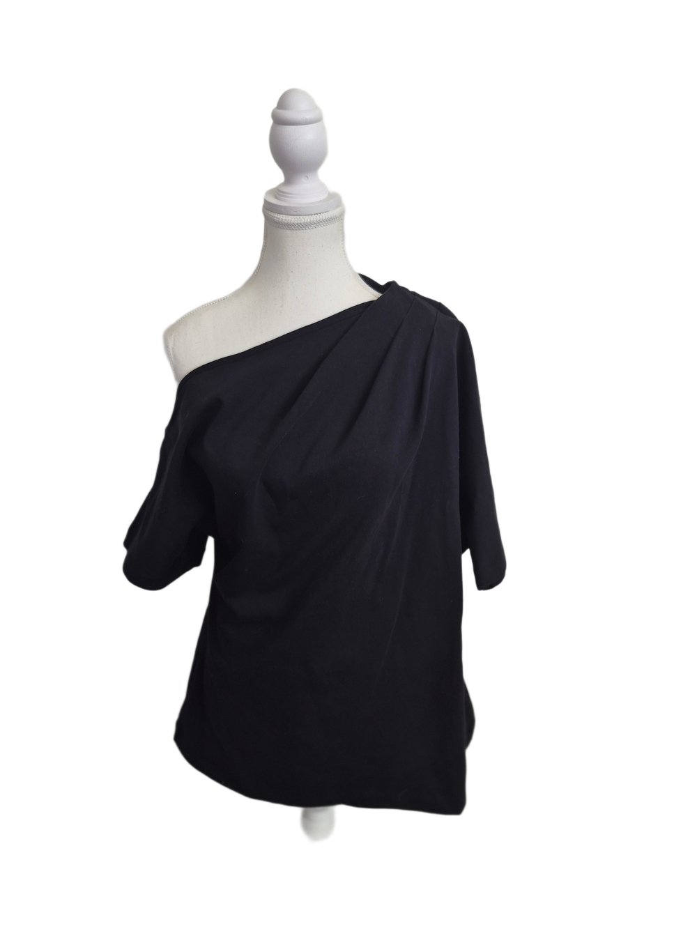 NWT Banana Republic Black One Shoulder Asymmetrical Blouse L